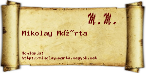 Mikolay Márta névjegykártya